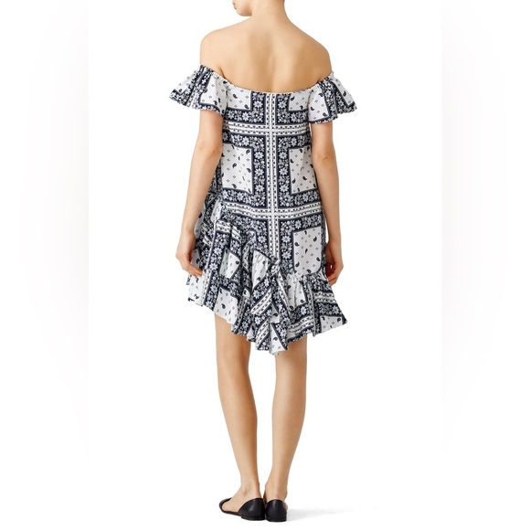 New! Cinq a Sept Minella Bandana-Print Patchwork Ruffle Dress 💙 size 4 - Picture 6 of 13